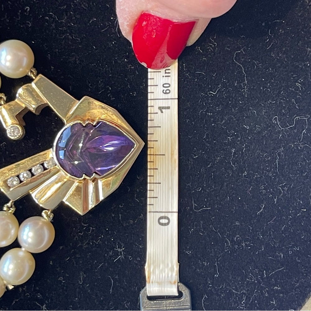 Vintage 14k gold diamond pearl amethyst necklace - Picture 11 of 16